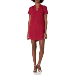 Lush Hailey Split Neck Crepe Dress Purple Magenta Small Short Sleeve Shift